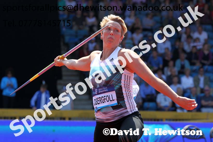 Christina Obergfoll (GER), womens javelin, IAAF Diamond League, Birmingham. Photo: David T. Hewitson/Sports for All Pics
